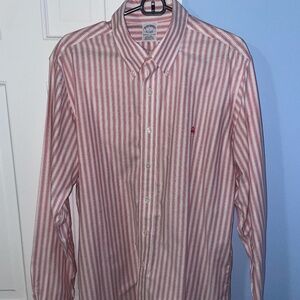 Brooks Brothers Stretch Cotton Non-Iron Oxford Button Down Collar, Stripe Shirt